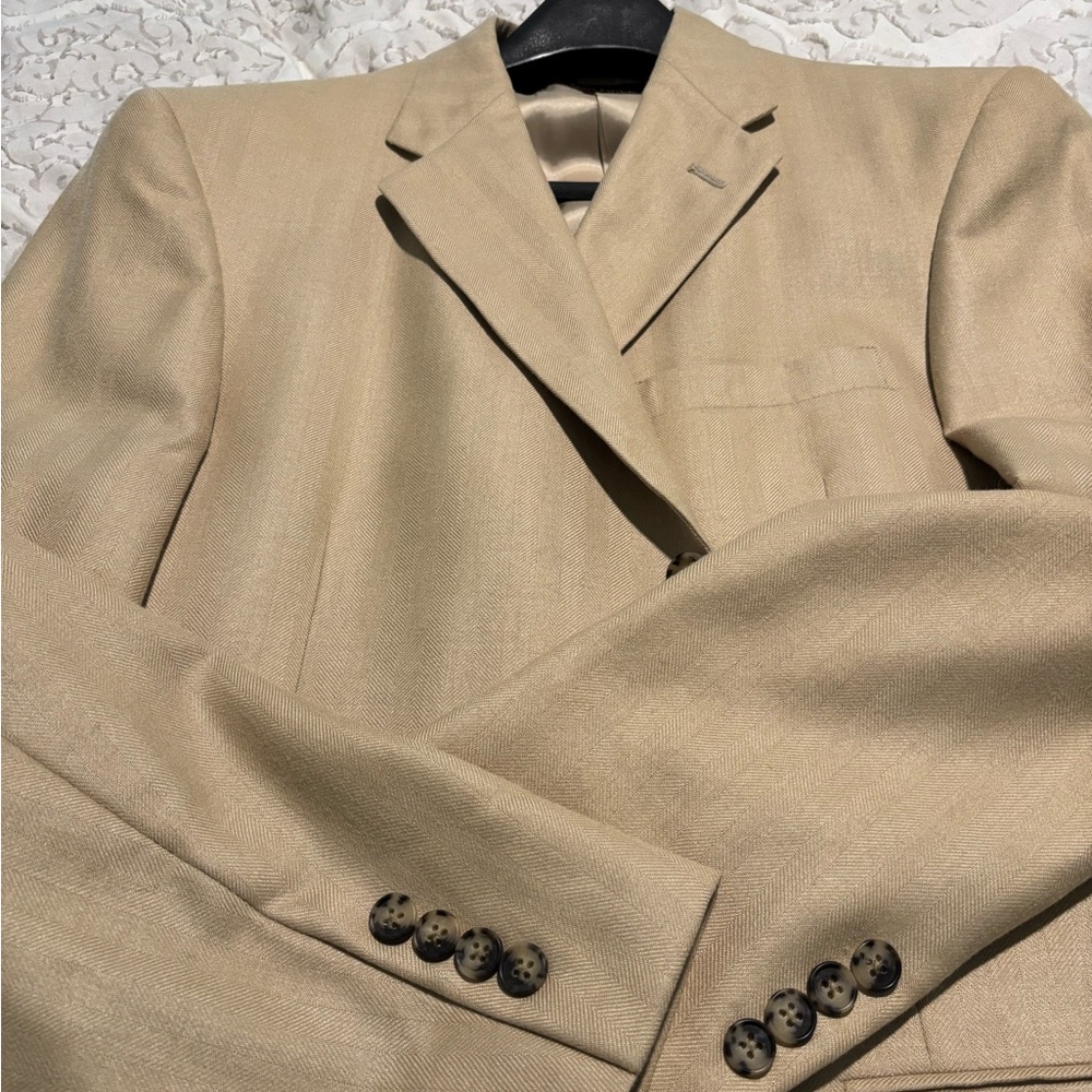 Tommy Hilfiger Men’s Gold Herringbone Light Blazer 42R - Picture 5 of 11